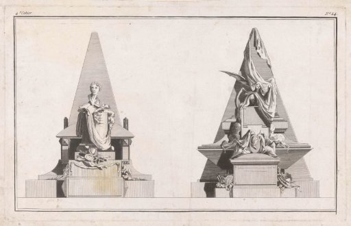 Two tombs with bust and draperies