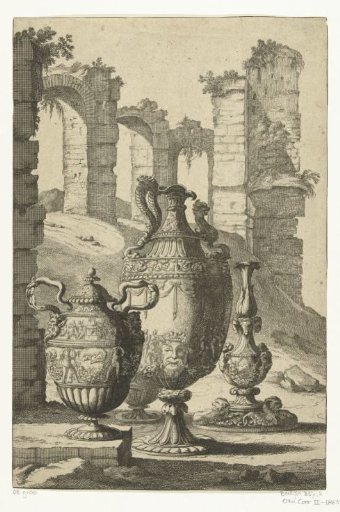Three vases and a candelabrum