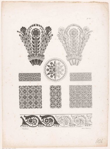 Fan-shaped and square ornaments