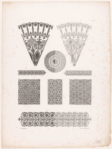 Fan-shaped and square ornaments
