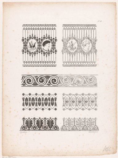 Frames and ornaments with a man wearing a hat