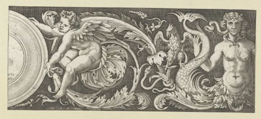 Scrollwork with a Putto Sitting on the Left