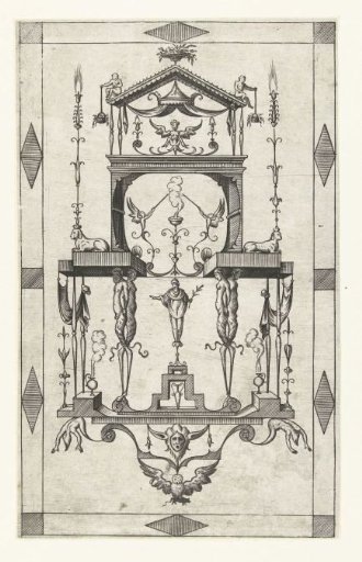 Fantastical Architectural Work, Supported at the Bottom by Two Double Hermae