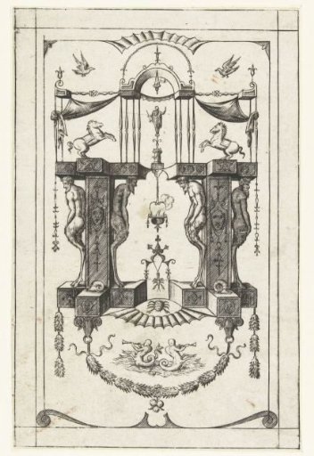 Architectural Fantasy with Two Trumpet-Blowing Centaurs at the Bottom