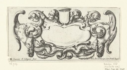 Cartouche with two fantastic female figures