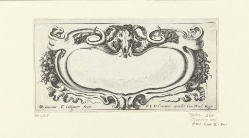 Cartouche with ram's skull and garlands