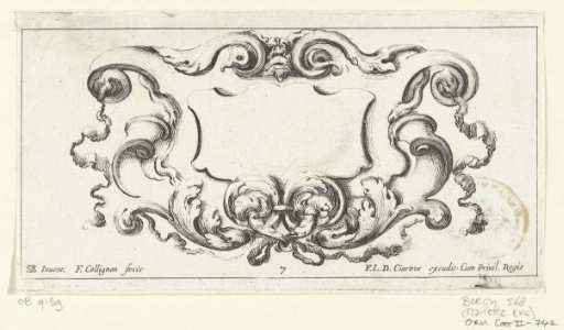 Cartouche with a mask at the top