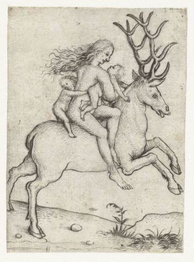 Wild Woman with Children on a Stag
