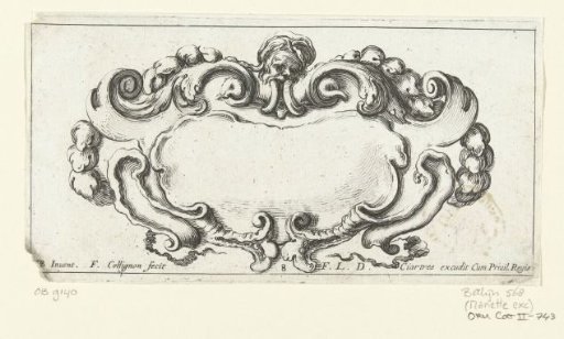 Cartouche with the head of an old man