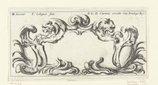 Cartouche with two lion heads