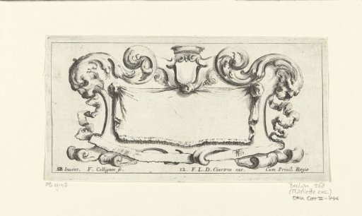 Cartouche with an empty coat of arms at the top