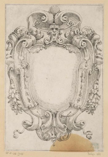 Cartouche with a mask and bunches of fruit