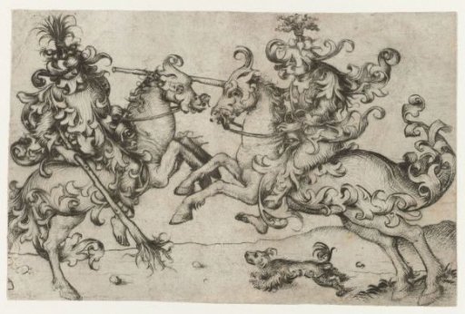 Fight between Two Wild Men on Horseback