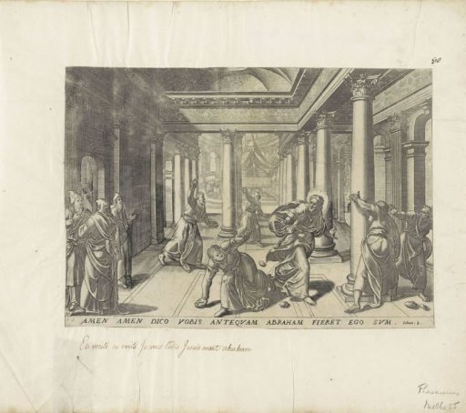 Jews throwing stones at Christ in the temple
