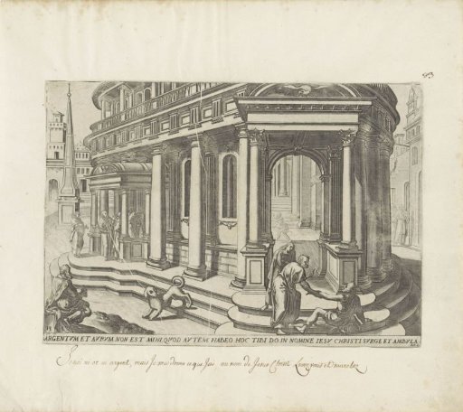 Peter and John heal a paralyzed man at the temple gate