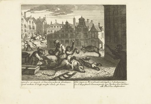 Monkey as butcher, ca. 1720