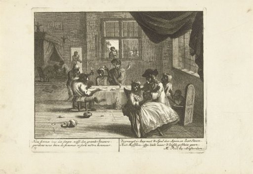 Monkeys in an inn, ca. 1720