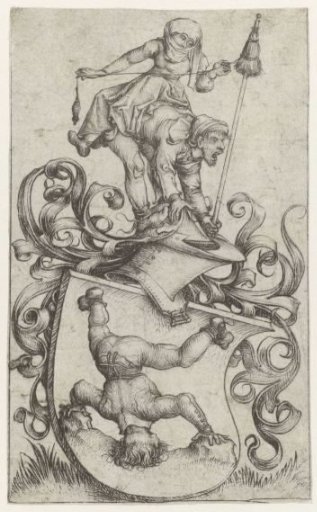 Coat of Arms with a Peasant Standing on his Head