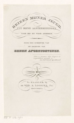 Title page for: H.L.H. von Pückler-Muskau, Travels of my youth. From my notes for myself and for others, 1836