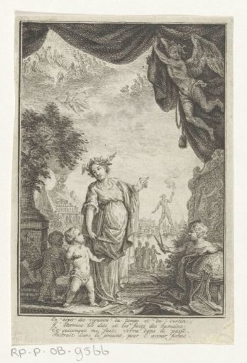 Allegorical representation with the Colossus of Rhodes and Atlas