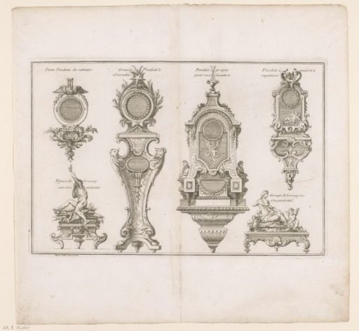 Four pendulum clocks and two bronzes
