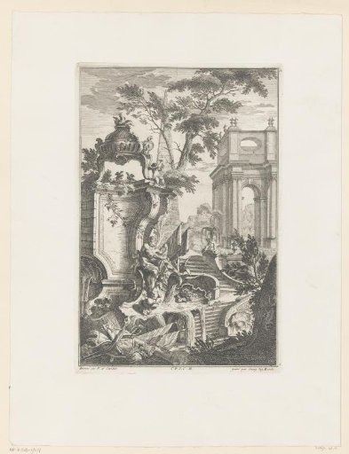 Fountain with a man and putti