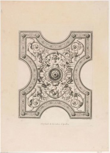 Ceiling with roosters, putti, and goats