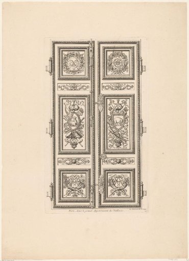 Door with armorial trophies and cornucopias