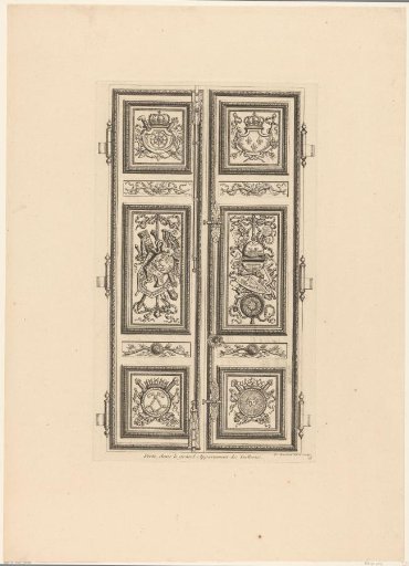 Door with armorial trophies and shields