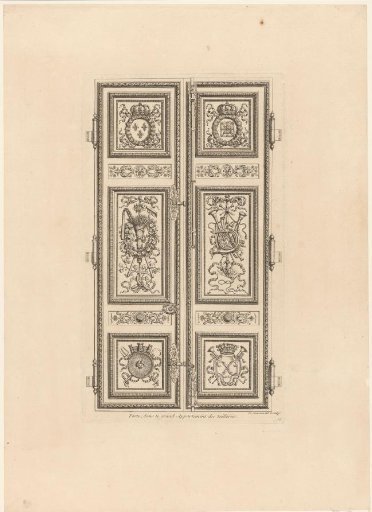 Door with trophies and shields