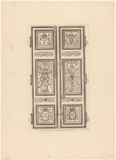 Door with trophies and shields