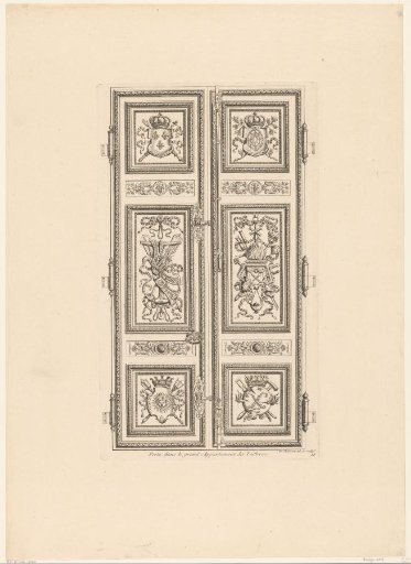 Door with trophies and shields