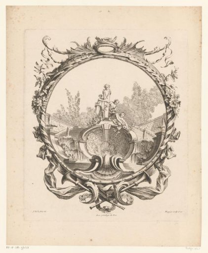 Garden with fountain and term