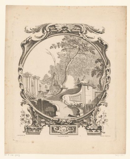 Garden with fountains and seated figures