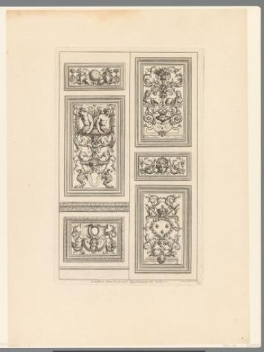 Panels with lions, vases, and fleur-de-lis