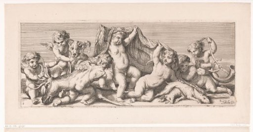 Putti with hunting attributes