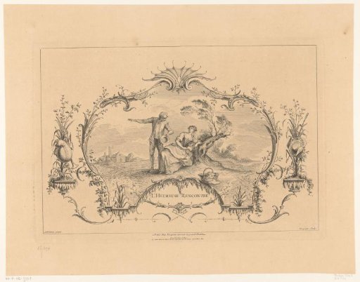 Allegorical representation with a man and woman in a landscape