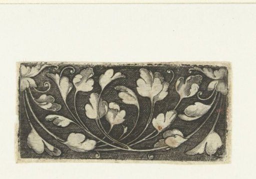 Frieze with leafy tendrils coming from the top left and top right corners