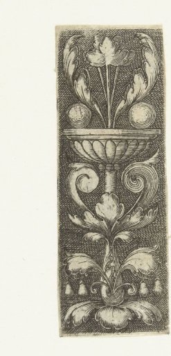 A vase on leafy tendrils from which new leafy tendrils emerge