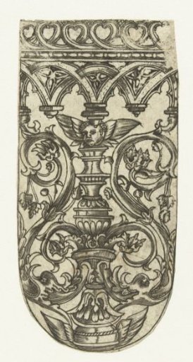 Case (?) with a candelabrum between leafy tendrils