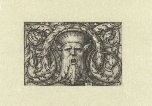 Flat Decoration. Mask with a Crown