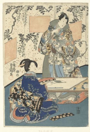 Prince Genji and a lady-in-waiting
