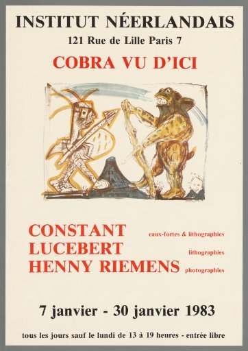 Cobra seen from here. Constant, etchings & lithographs. Lucebert, lithographs. Henny Riemens, photographs
