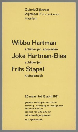 Wibbo Hartman paintings, watercolors. Joke Hartman-Elias paintings. Frits Stapel small graphics