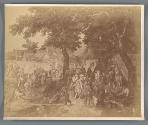 Photographic reproduction of the right half of the painting The Princes Maurice and Frederick Henry of Orange at the Horse Market in Valkenburg by Adriaen van de Venne