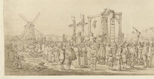 The coffin of Ledenberg is hung on the gallows, 1619