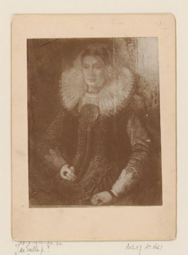 Photographic reproduction of a painted portrait of Geertruydt van Engelstede