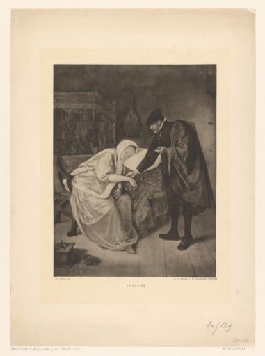 Photographic reproduction of The Sick Woman by Jan Steen
