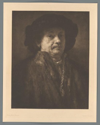 Reproduction of a painted self-portrait by Rembrandt van Rijn
