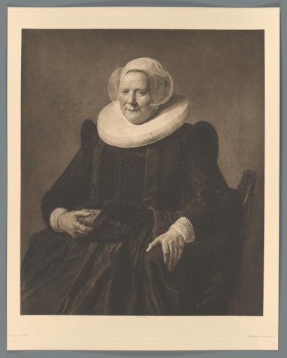 Reproduction of a painted portrait of an elderly woman by Frans Hals